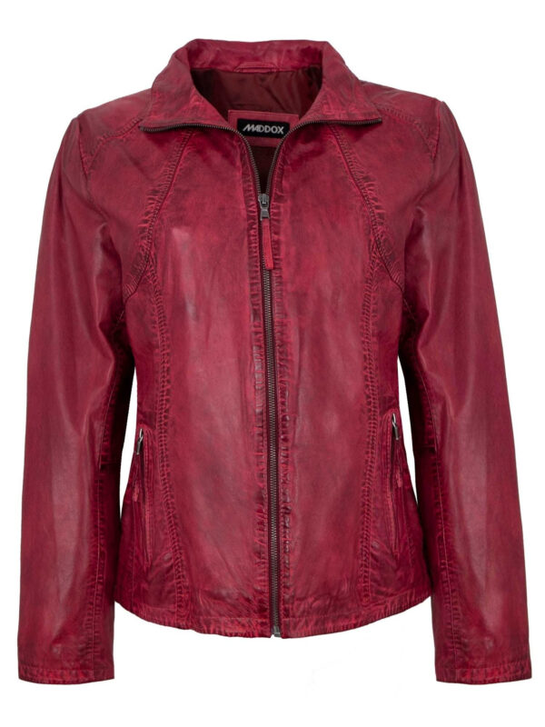 Women's Leather Jacket in Dark Red Lamb Nappa
